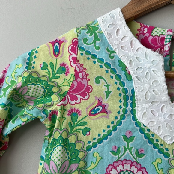 Girls Peaches ‘n Cream Floral Lace Trimmed Tunic Top 6x - Picture 3 of 8